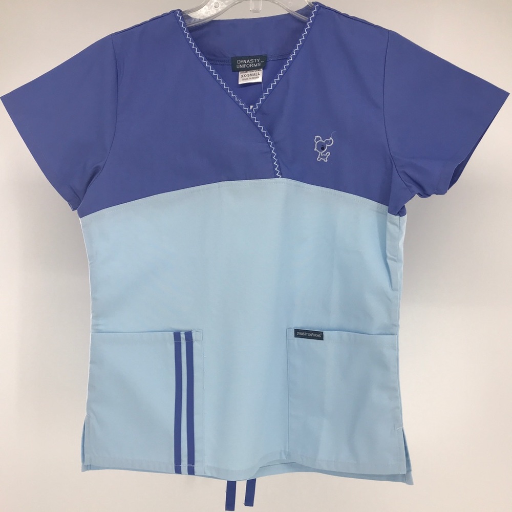 NEW XXS LightBlue Top Scrub Medical Puppy Logo